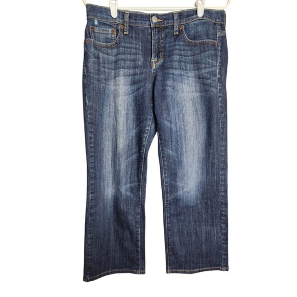 Lucky Brand Jeans Women 6 32x29 Easy Rider Crop Dark Wash Denim Pants Whiskers